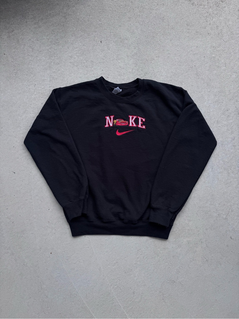 Gildan Black Crewneck Sweatshirt with Pink Nike Embroidery